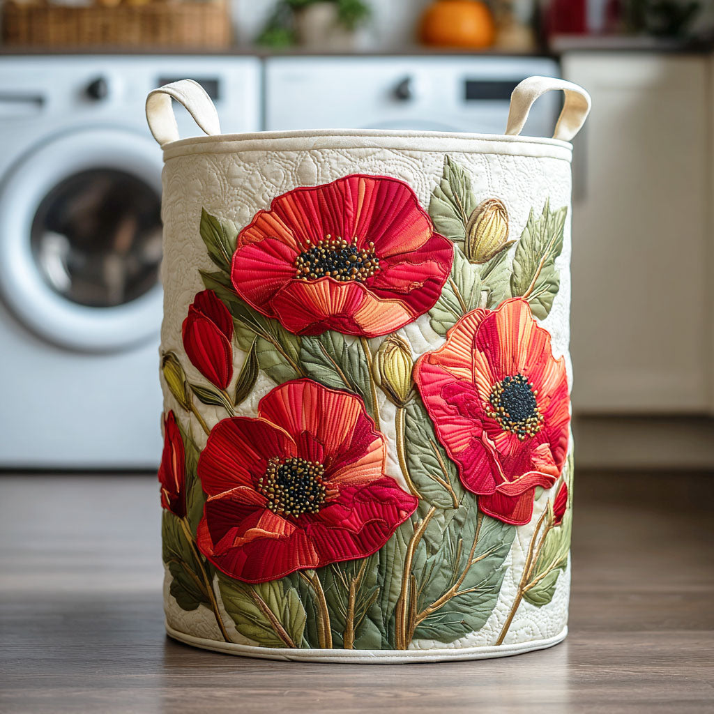 Mabelle™ | Scarlet Poppy Dream Quilted Laundry Basket