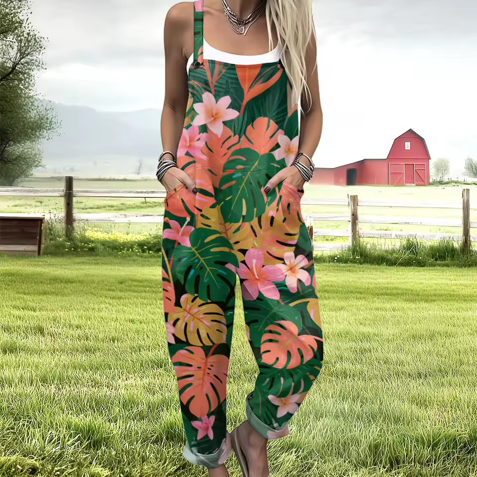 Jungle Hibiscus Overalls