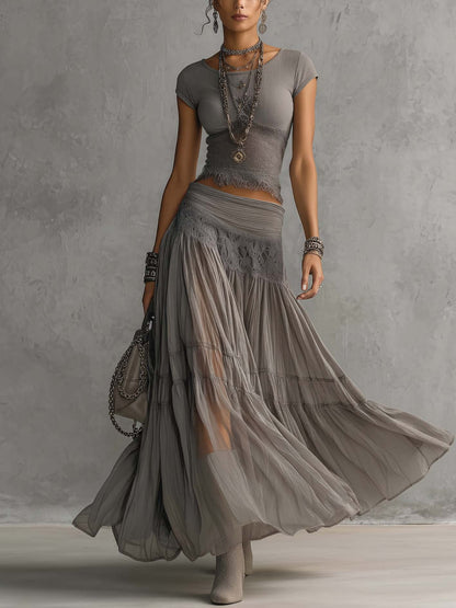 Rosalie | Elegant Lace Two-Piece Maxi Set