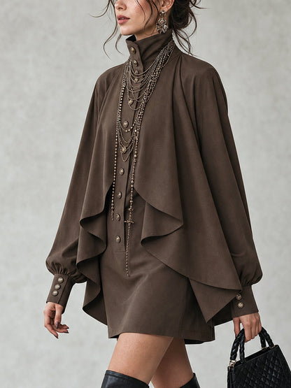 Ophelia | High-Neck Cape Mini Dress