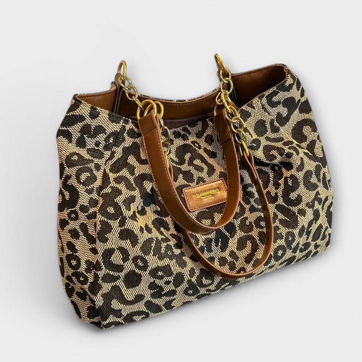 Olivia | Bolsa tote de lona de leopardo