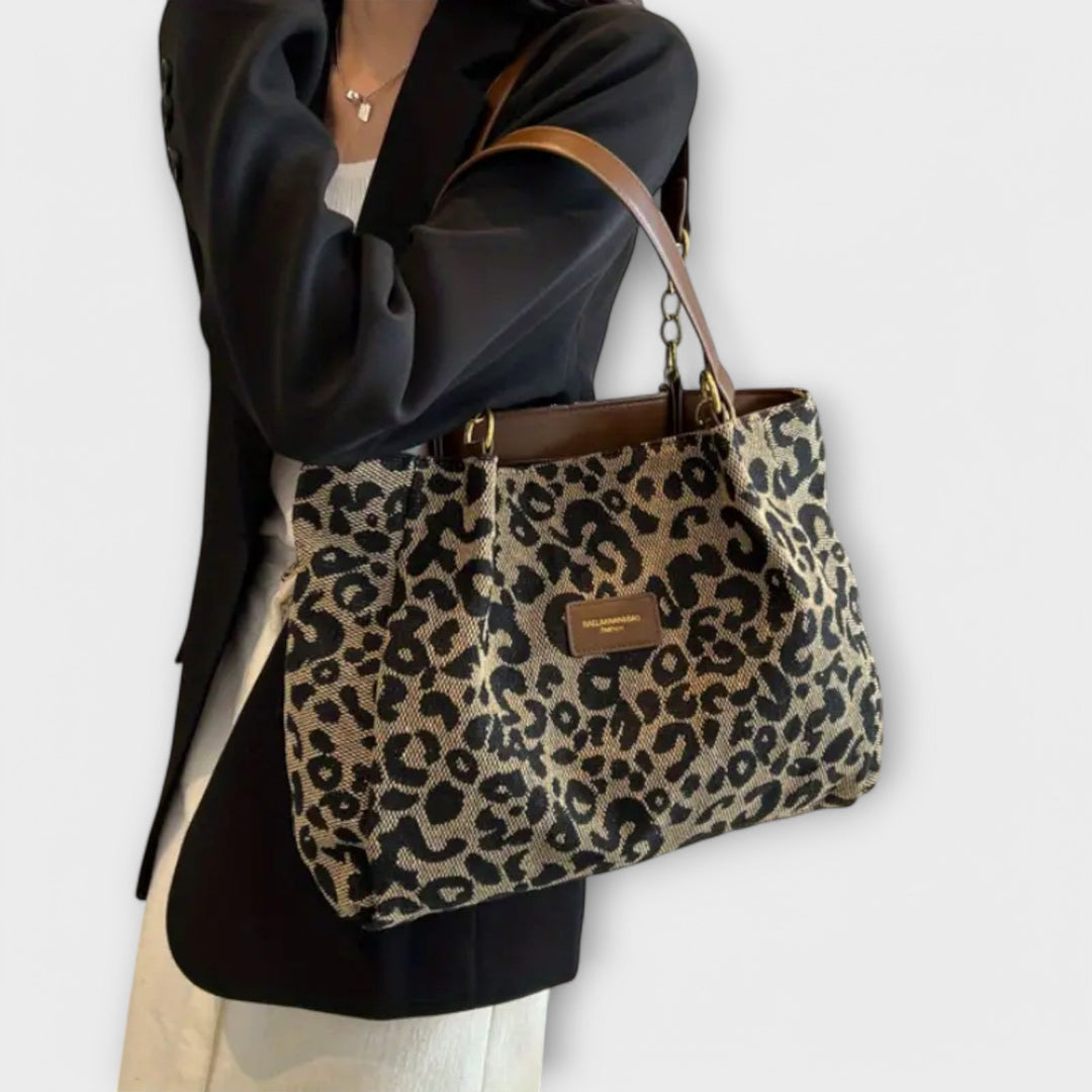 Olivia | Bolsa tote de lona de leopardo