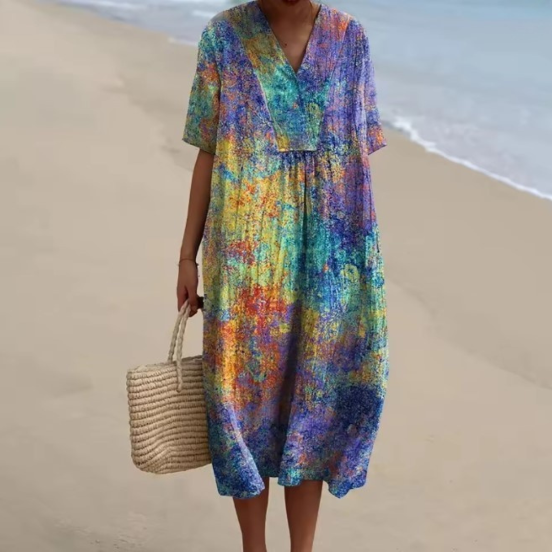 Sienna™ | Coastal Canvas V-Neck Midi Dress