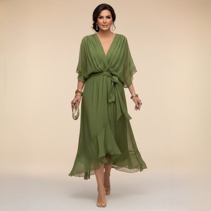 Monica - Vestido de chiffon con escote en V