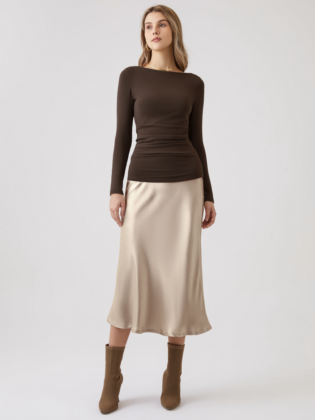 Elena Garcia Madrid  | Top premium de escote barco en color espresso