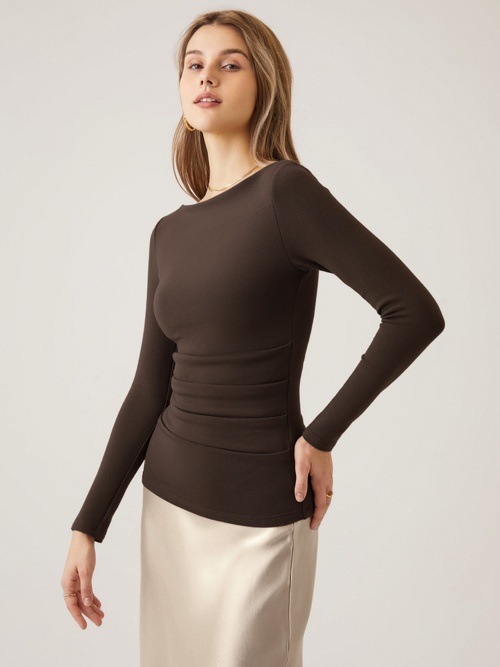 Elena Garcia Madrid  | Top premium de escote barco en color espresso