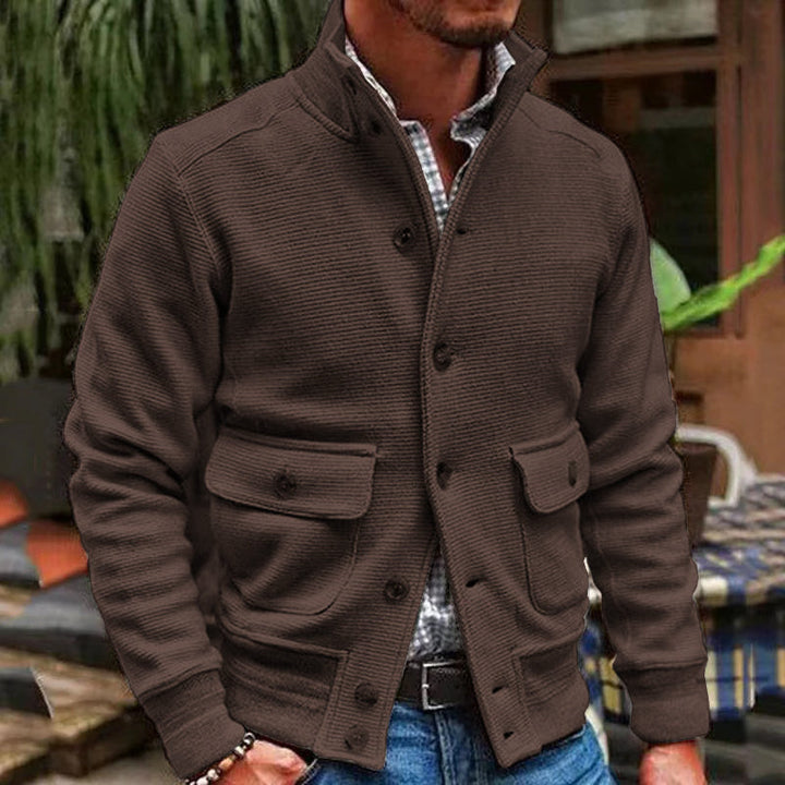 Diego | Chaqueta de Cuello Alto de Color Sólido