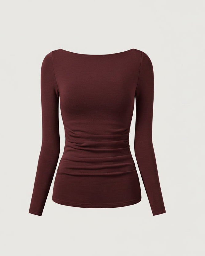 Elena Garcia Madrid  | Top premium de escote barco en color espresso