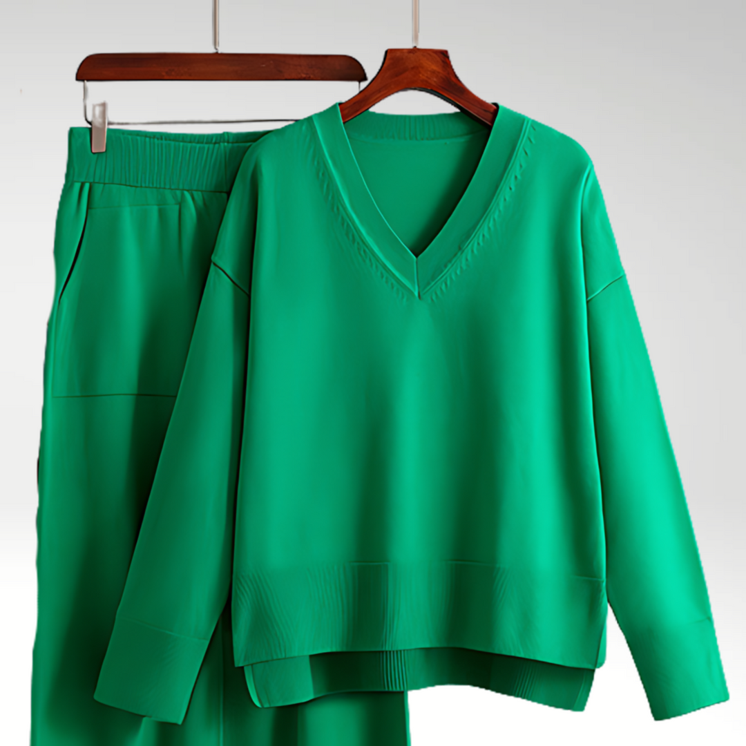 Amelie | Conjunto de lujo de dos piezas con cuello en V