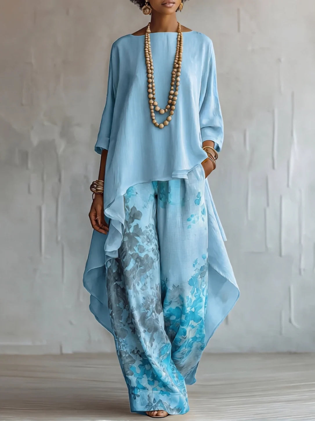 Ginevra | Asymmetrical Floral Flowy Outfit