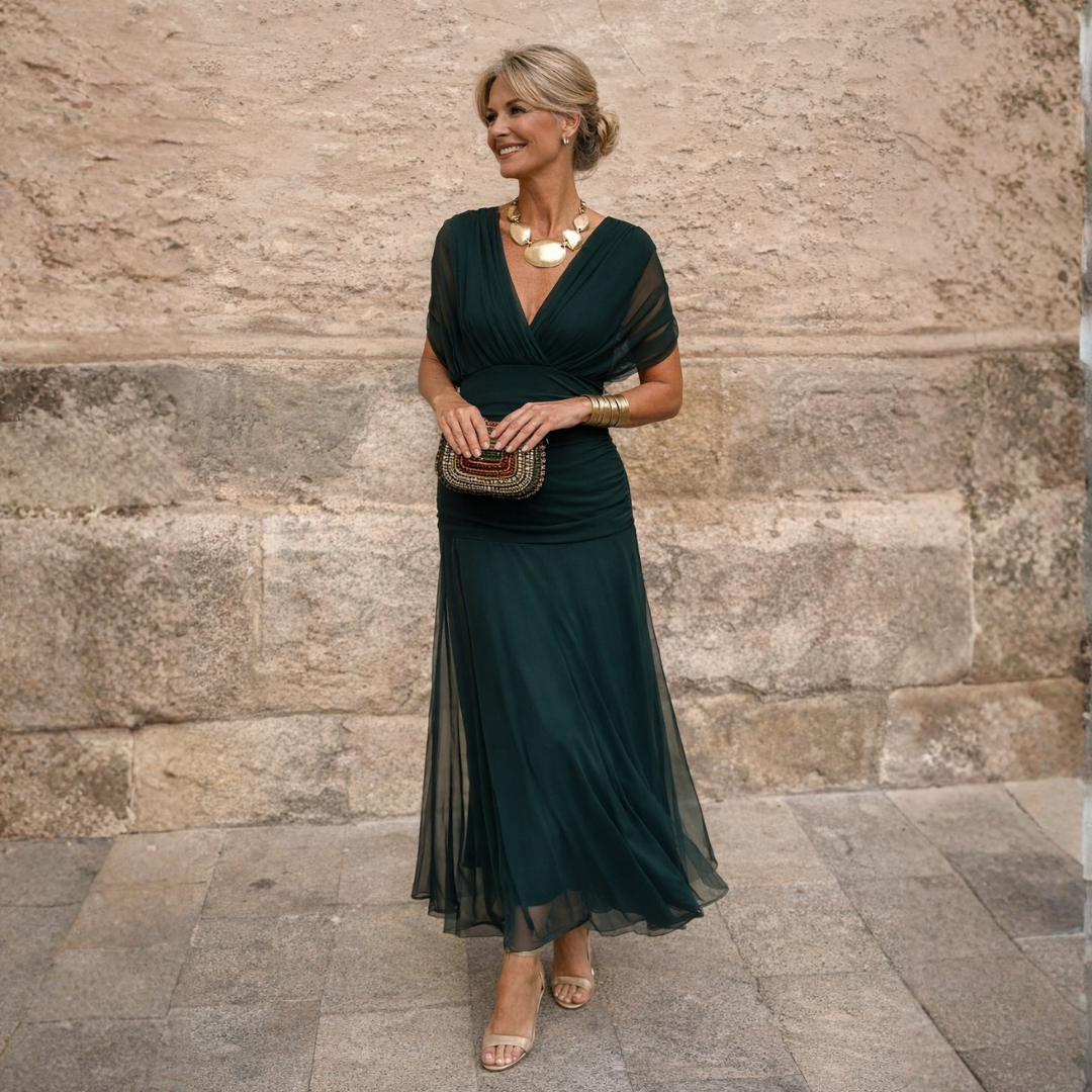 ROSSANA – Vestido maxi de cuello en V