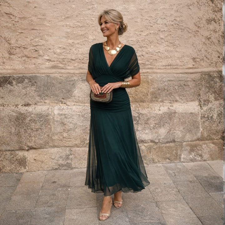 ROSSANA – Vestido maxi de cuello en V