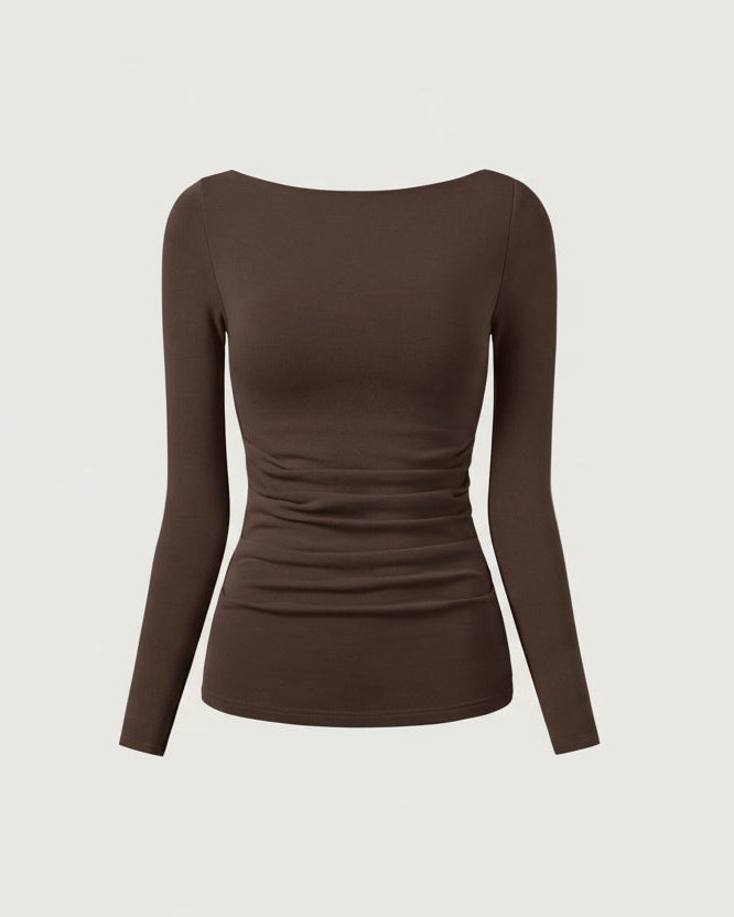Elena Garcia Madrid  | Top premium de escote barco en color espresso