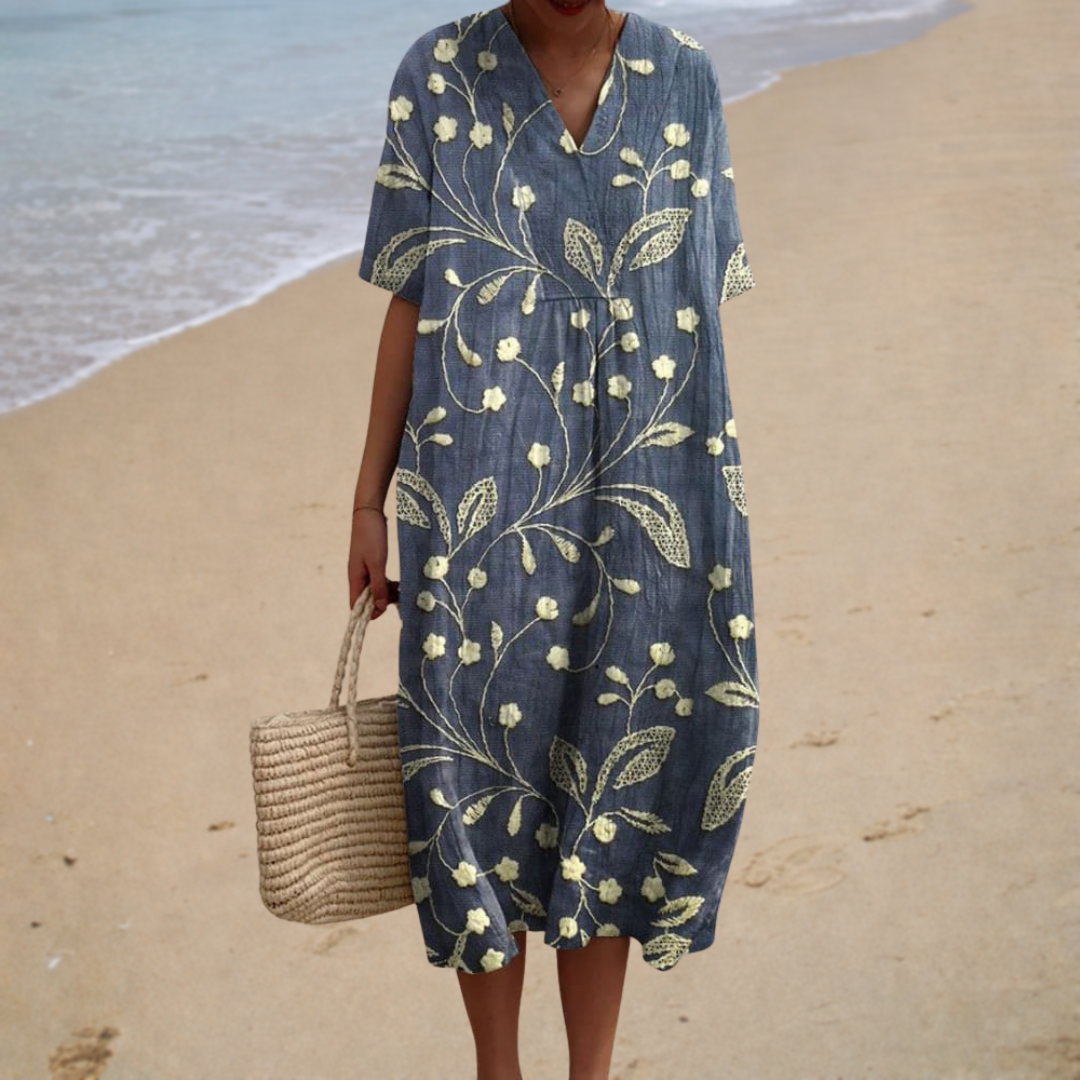 Lola – Botanical Print Midi Dress