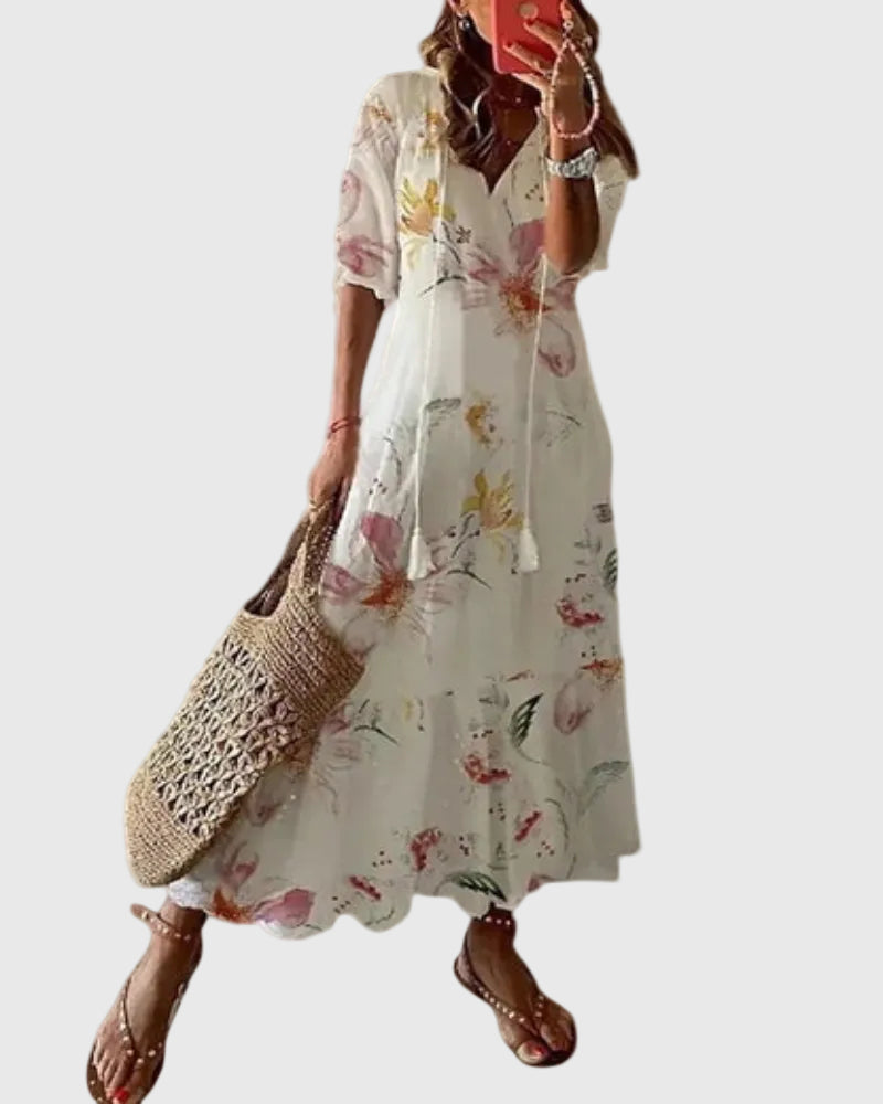 Amalia Boho Vintage Summer Maxi Dress