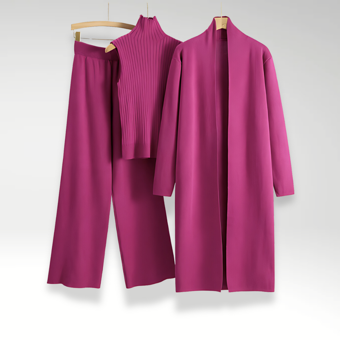 Camille | Conjunto de tres piezas de punto Luxe
