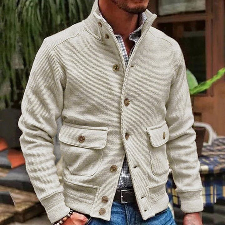Diego | Chaqueta de Cuello Alto de Color Sólido