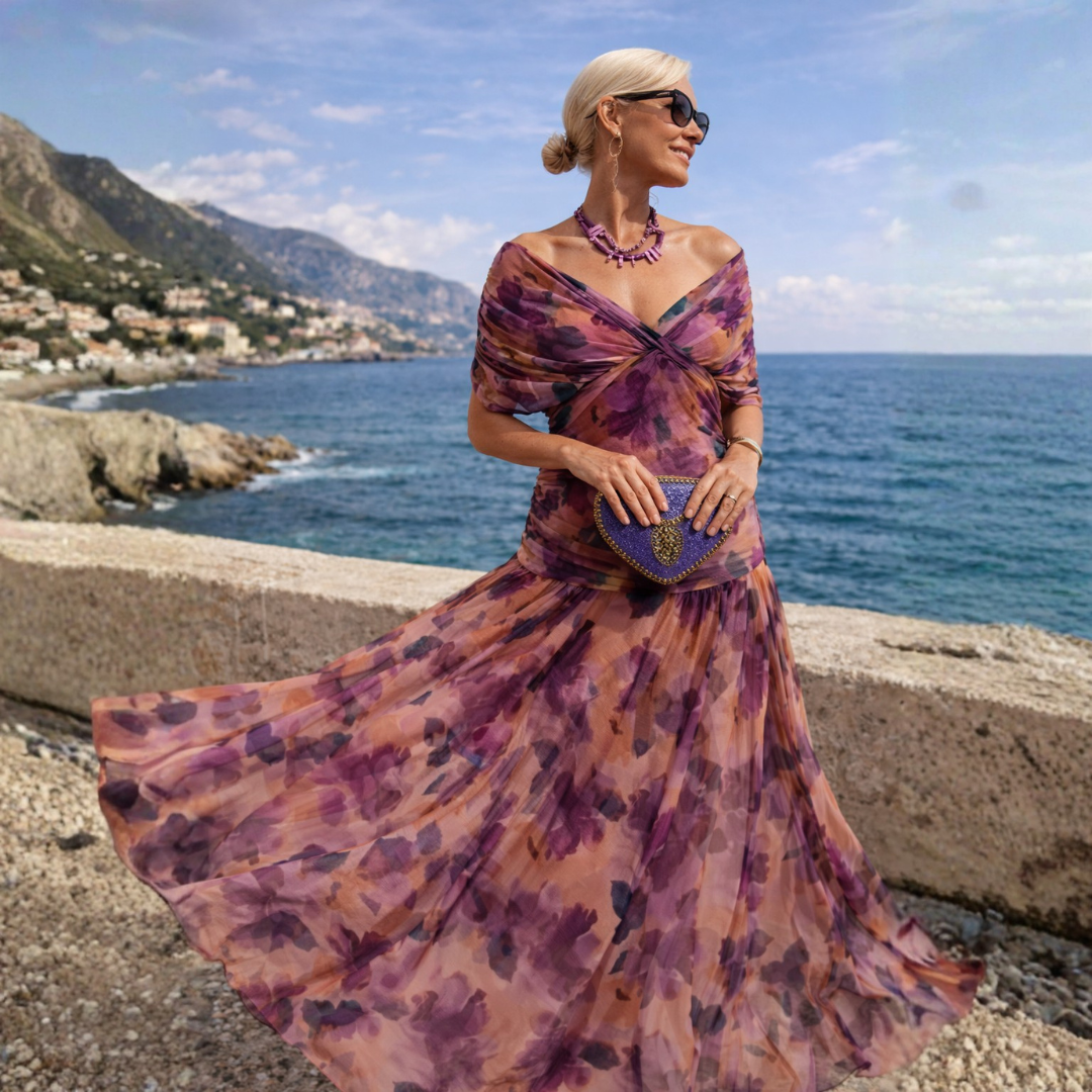 ROSSANA – Vestido maxi de cuello en V
