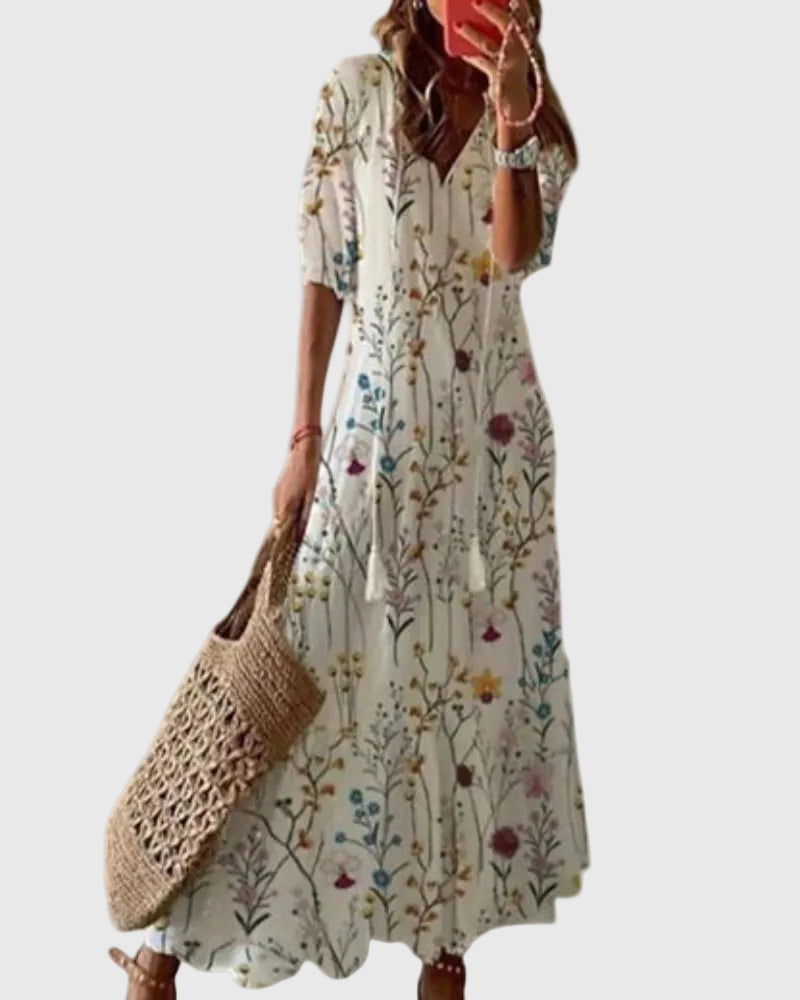 Amalia Boho Vintage Summer Maxi Dress