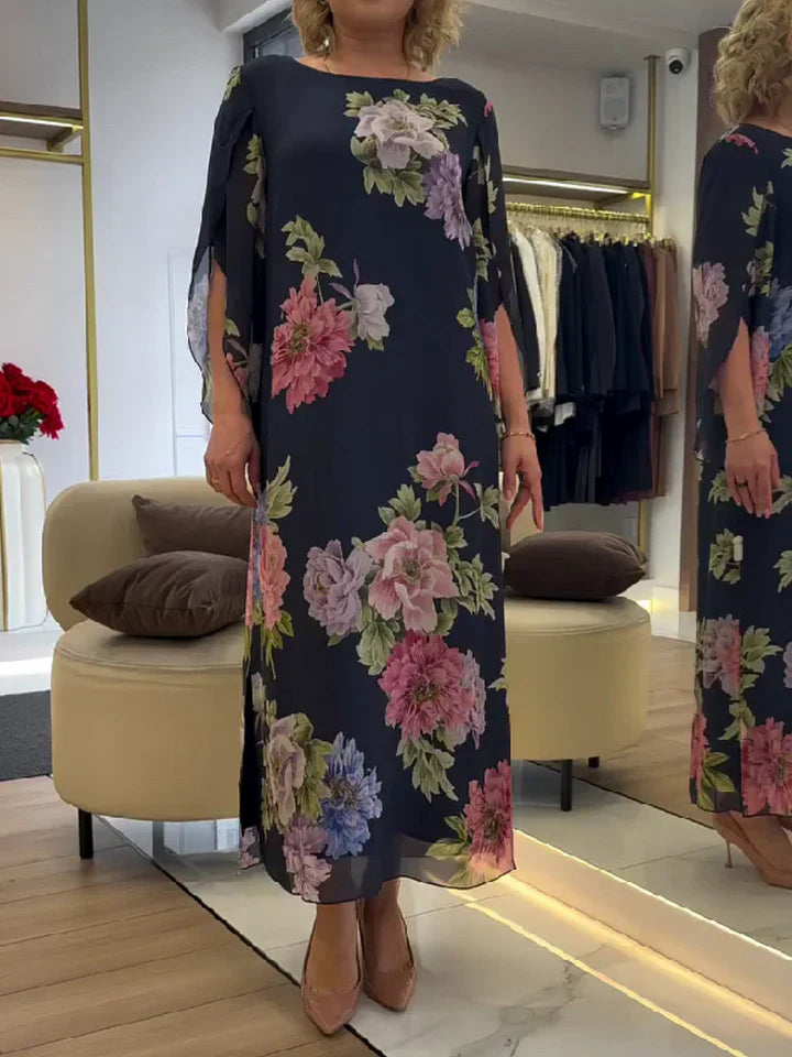 Vestido maxi floral de chiffon ligero y cómodo