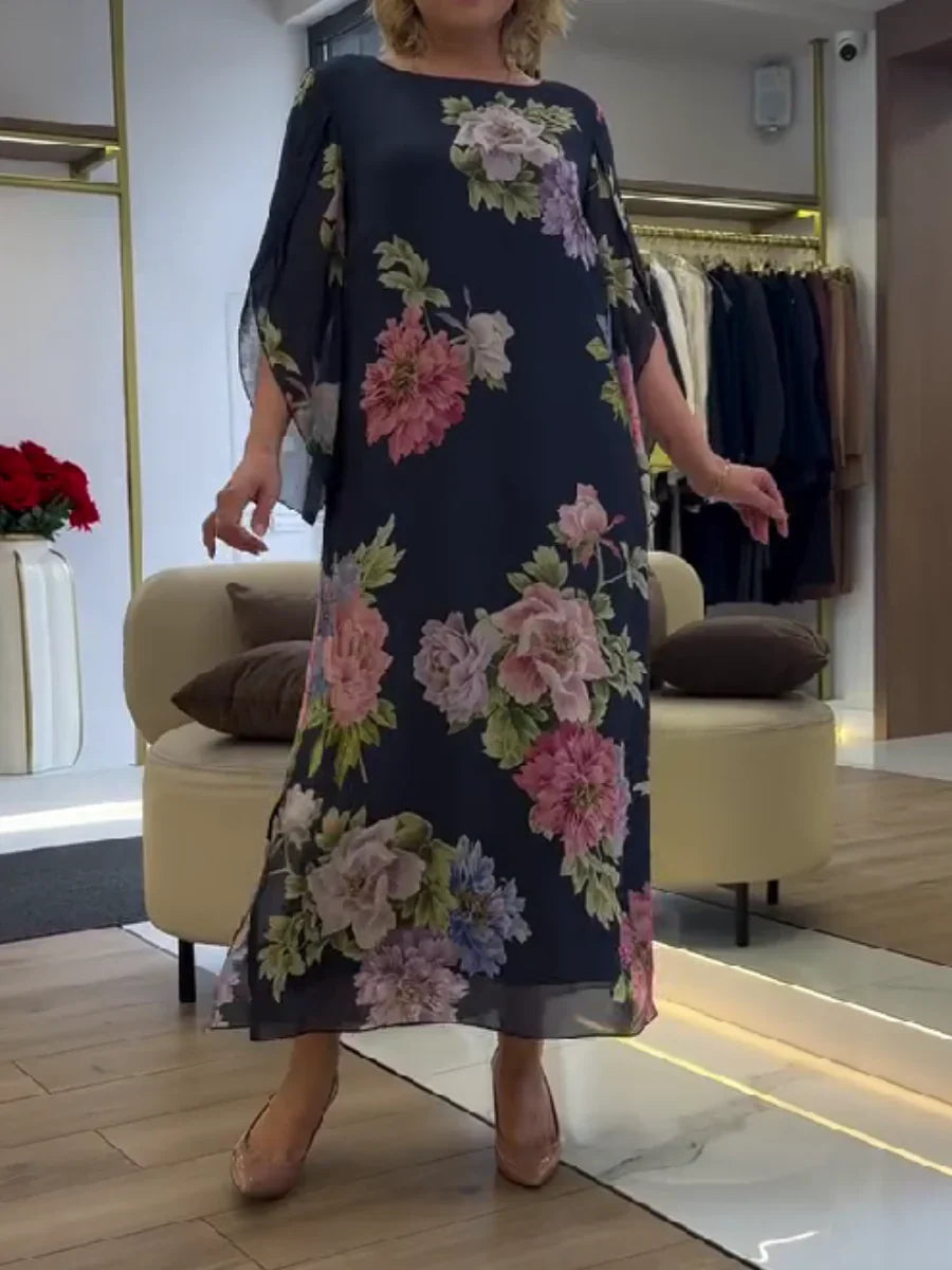 Vestido maxi floral de chiffon ligero y cómodo