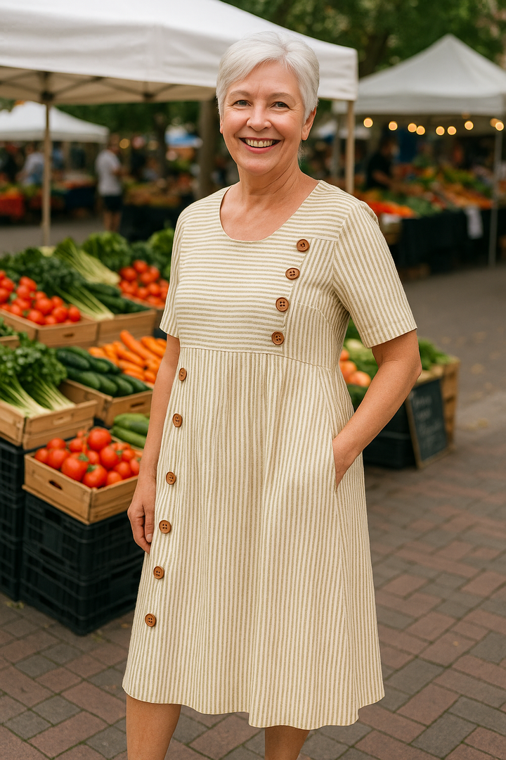 Brienne | Vestido Midi a Rayas – Comodidad Sin Esfuerzo, Confianza Diaria