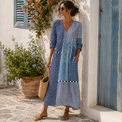 Sophie | Blue Mosaic Maxi Dress