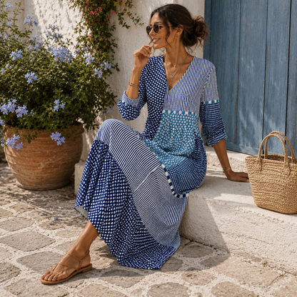 Sophie | Blue Mosaic Maxi Dress