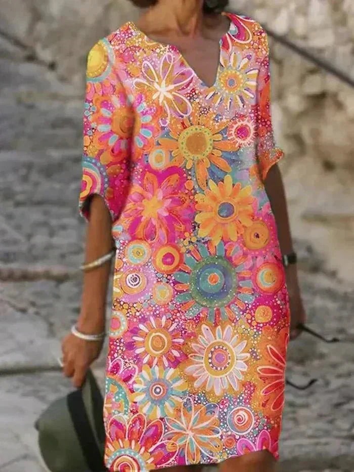 Nira Vibrant Floral Midi Dress