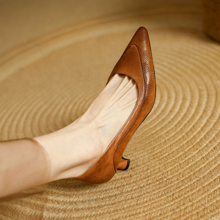 Zapatos de Tacón Alto de Cuero Auténtico Belle