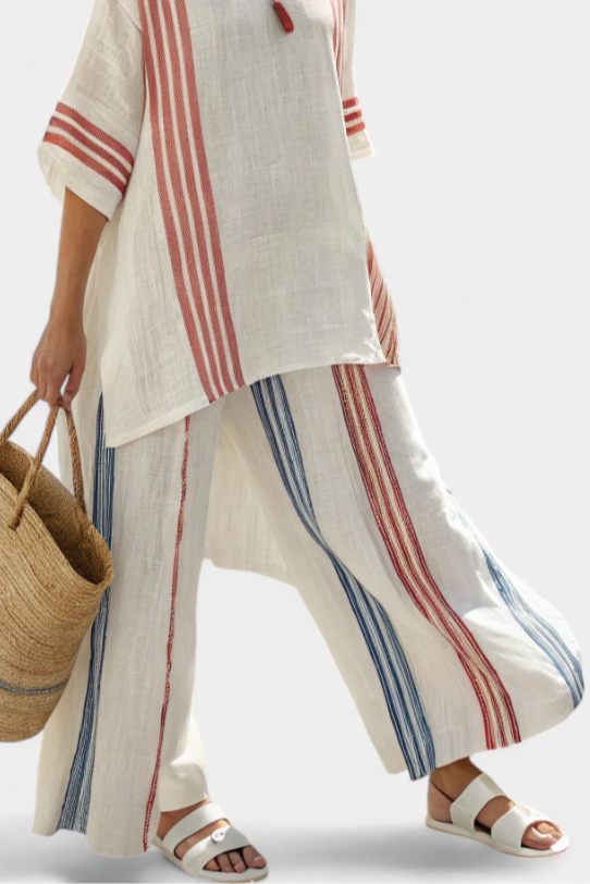 Maëlys | Top Rayas Multicolores y Pantalón Mediterráneo