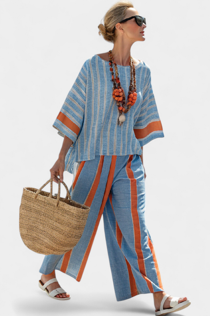 Soline | Top Rayado Terracota & Pantalón