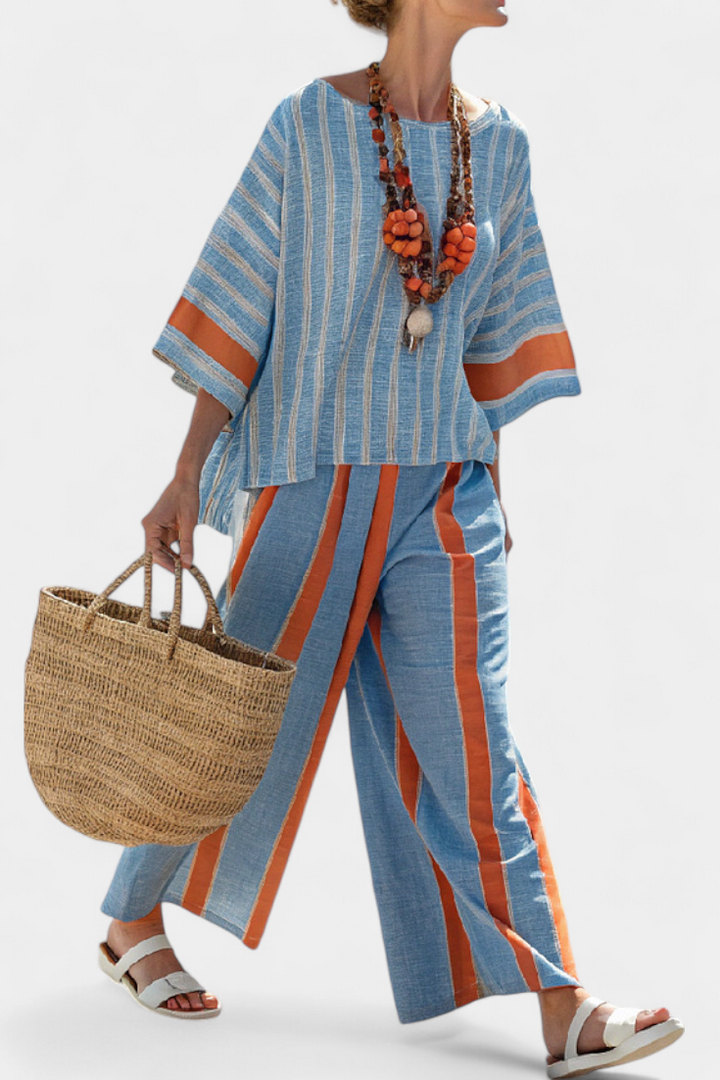 Soline | Top Rayado Terracota & Pantalón