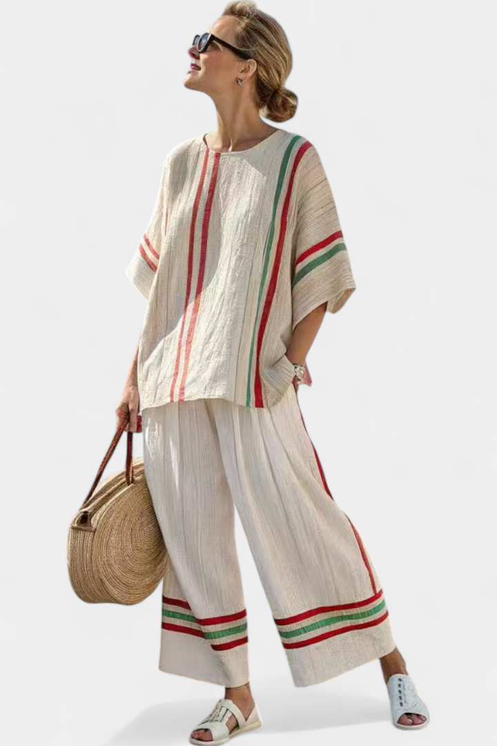 Louna | Blusa Impresa Boho y Pantalón Amplio