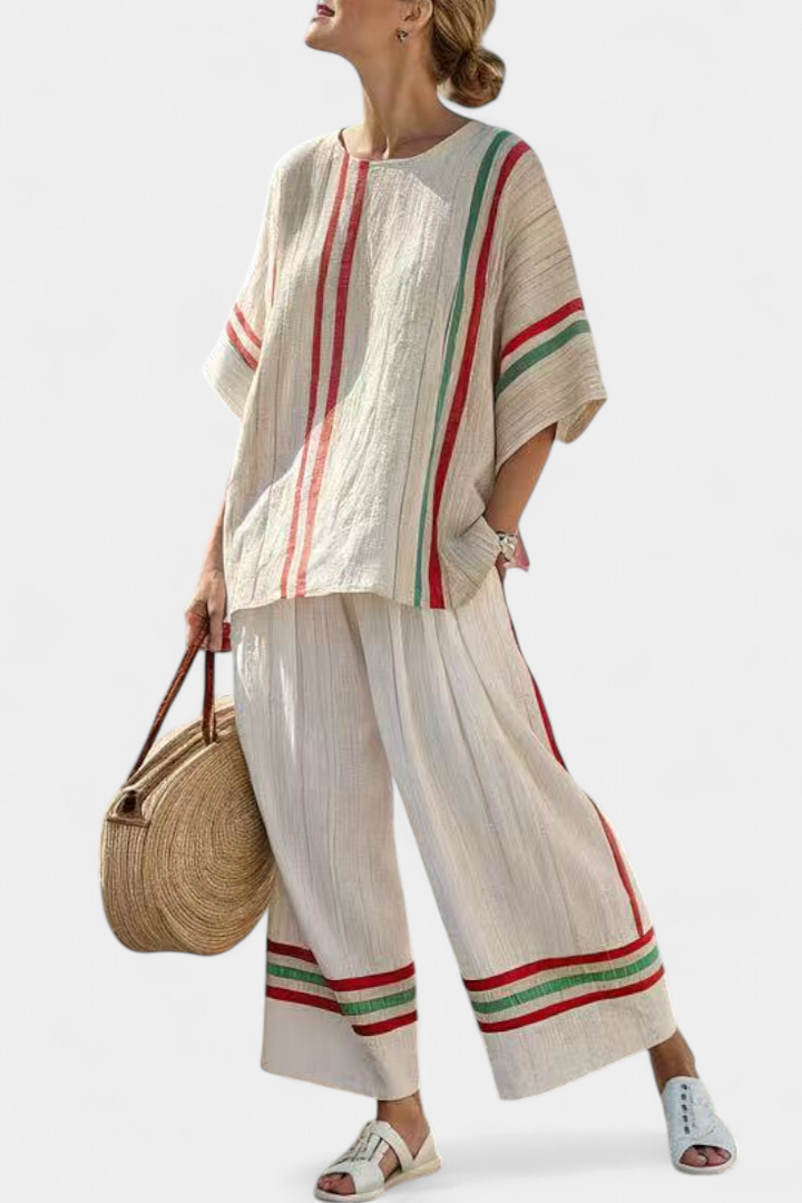 Louna | Blusa Impresa Boho y Pantalón Amplio