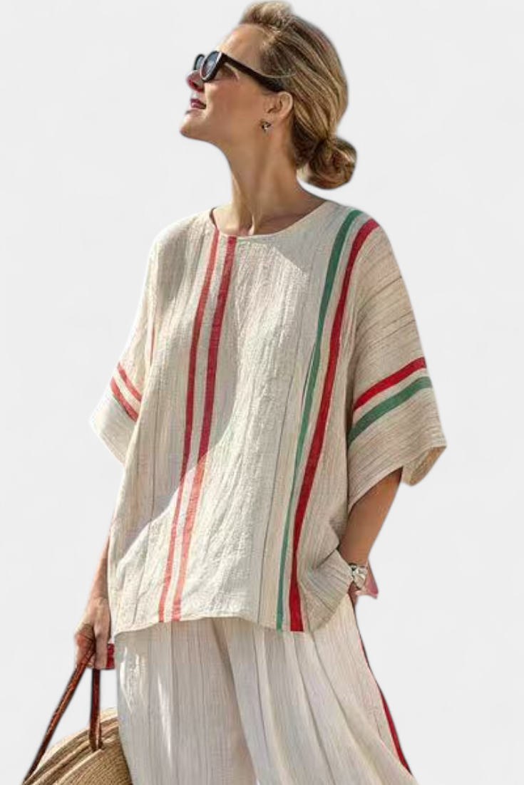 Louna | Blusa Impresa Boho y Pantalón Amplio