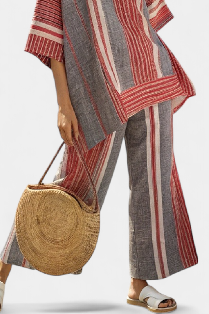 Celestina - gris elegante y pantalones de pierna ancha
