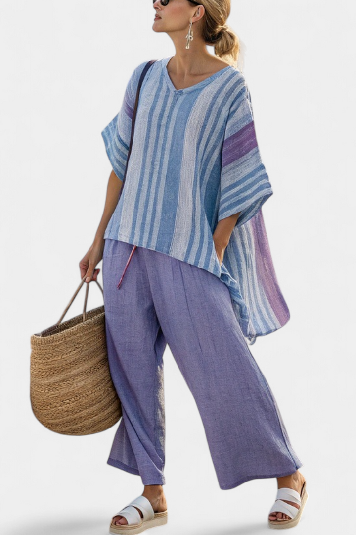 Clara | Top Lavanda & Azul Cielo & Pantalón