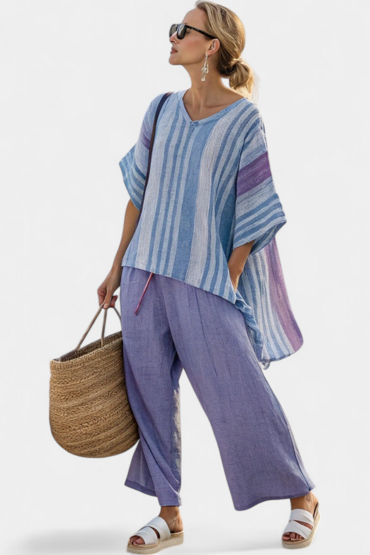 Clara | Top Lavanda & Azul Cielo & Pantalón