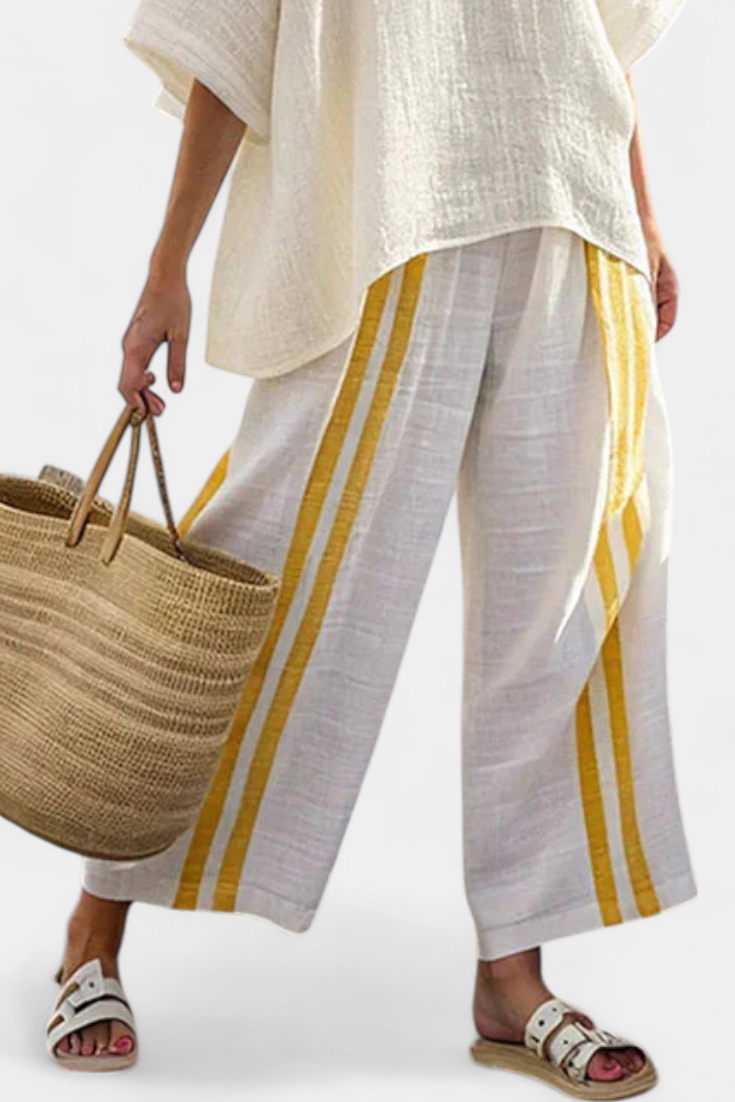 Pauline | Top Rayado Amarillo & Pantalón Ancho