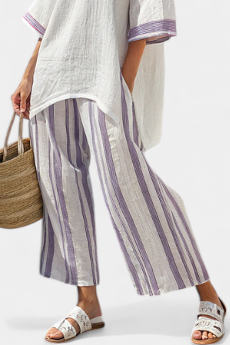 Clémence | Blusa Confort & Pantalón Rayado Bambú