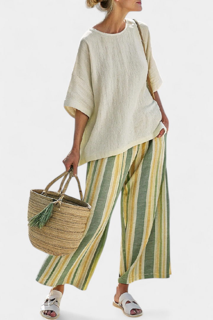 Juline | Top Chic & Pantalón Rayado