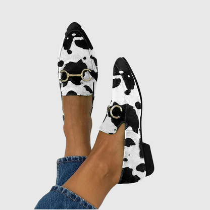 Diana Printed Loafers with Buckle Detail