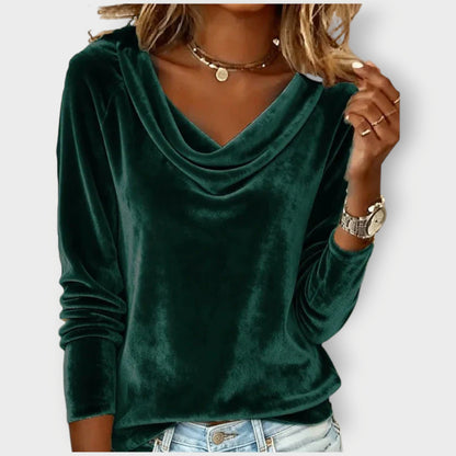 Margaret - Luxurious Velvet Drape-Neck Top