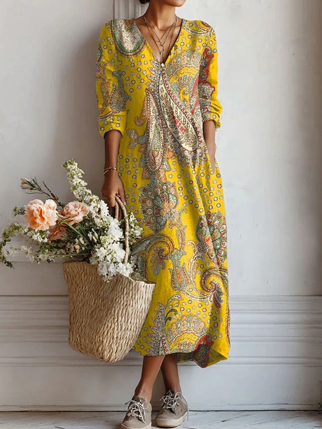 Georgia | Golden Floral Maxi Dress