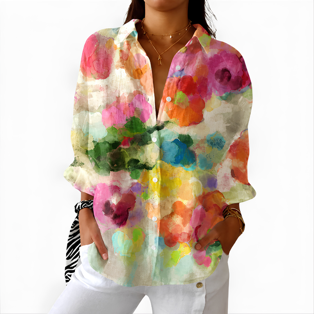 Vibrant Watercolour Floral Blouse