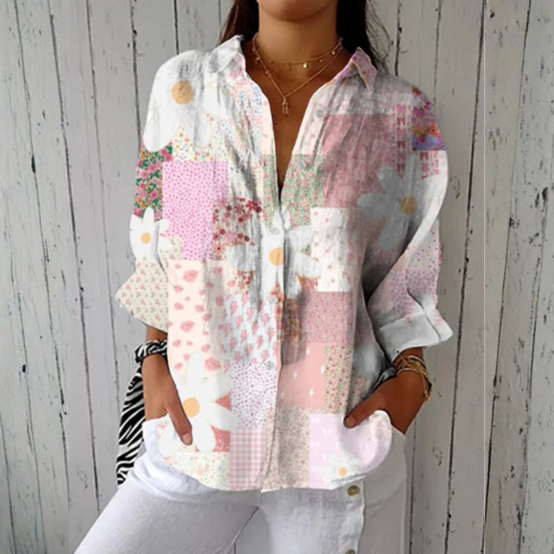 Stephanie Patchwork Daisy Blouse detail