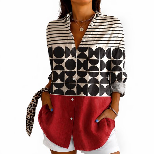 Modern Geometric Colourblock Blouse