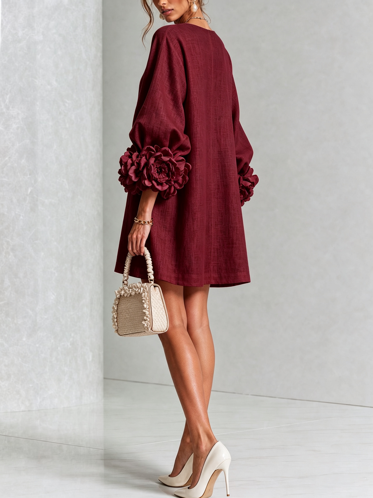 Mary | White Floral Button-down Mini Dress
