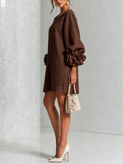 Gabrielle | Rosette-Cuff Mini Dress